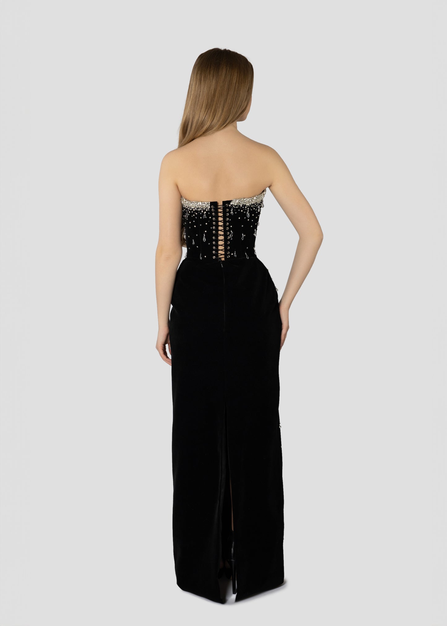 BLACK VELVET DROPLETS DRESS