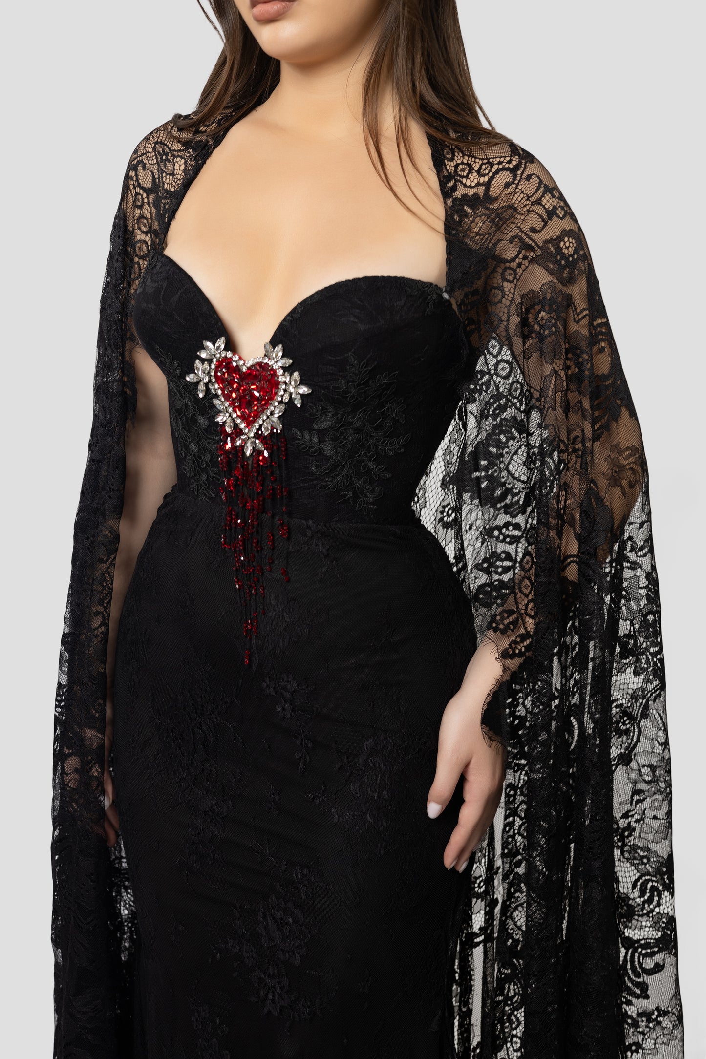 HEART EMBROIDERED LACE DRESS