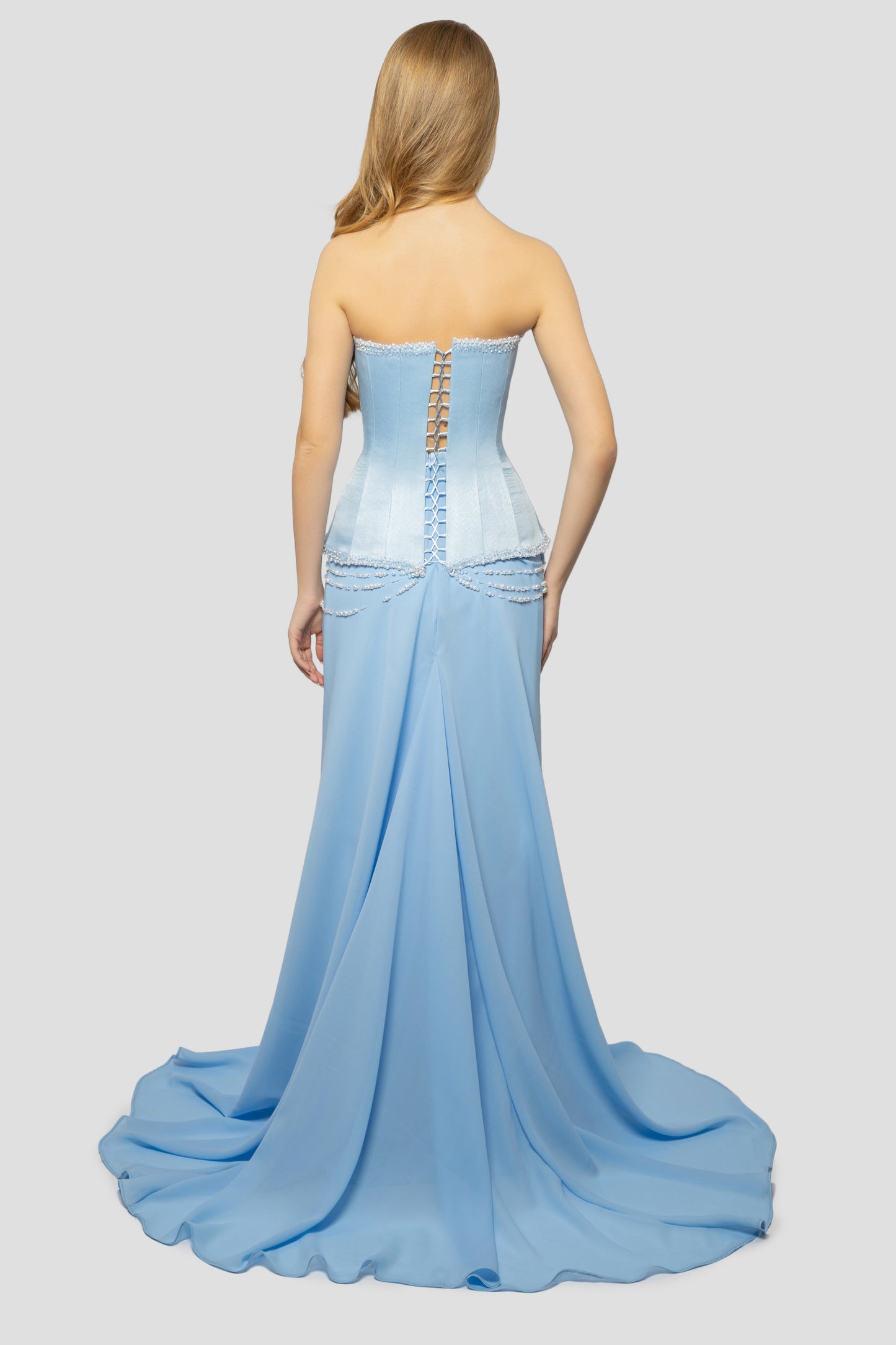 BABY BLUE DRAPPED DRESS