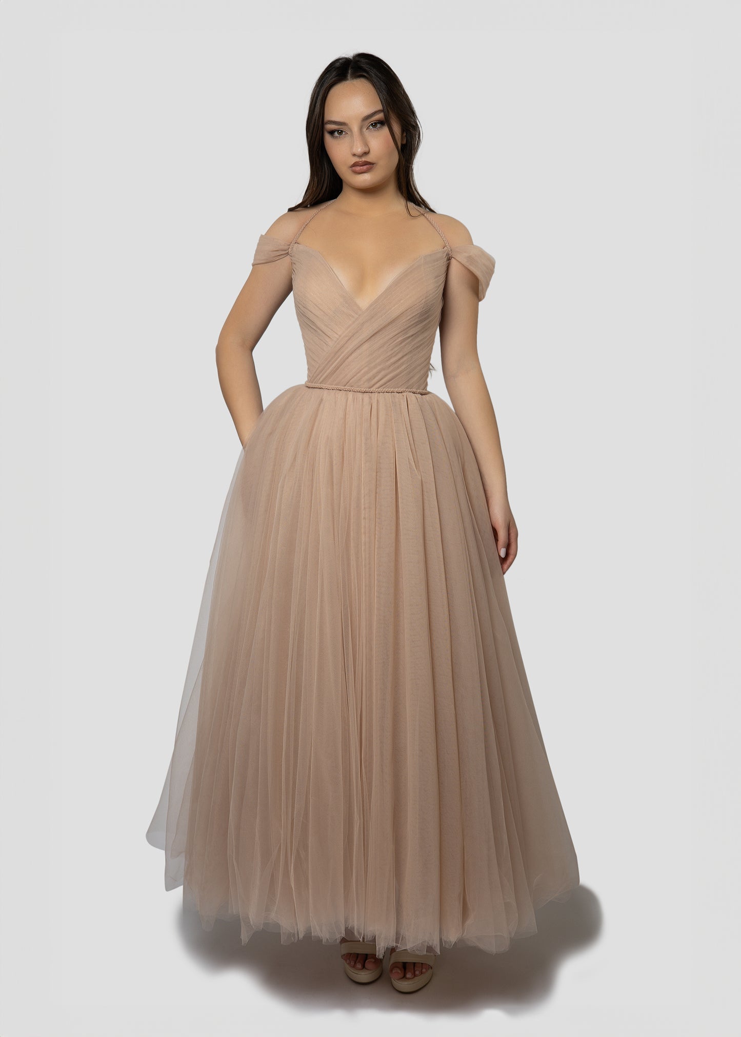 NUDE TULLE DRESS
