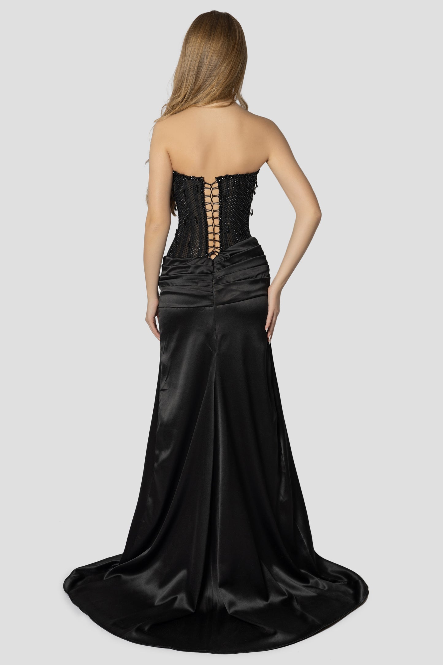 BLACK MESH DROPLETS DRESS