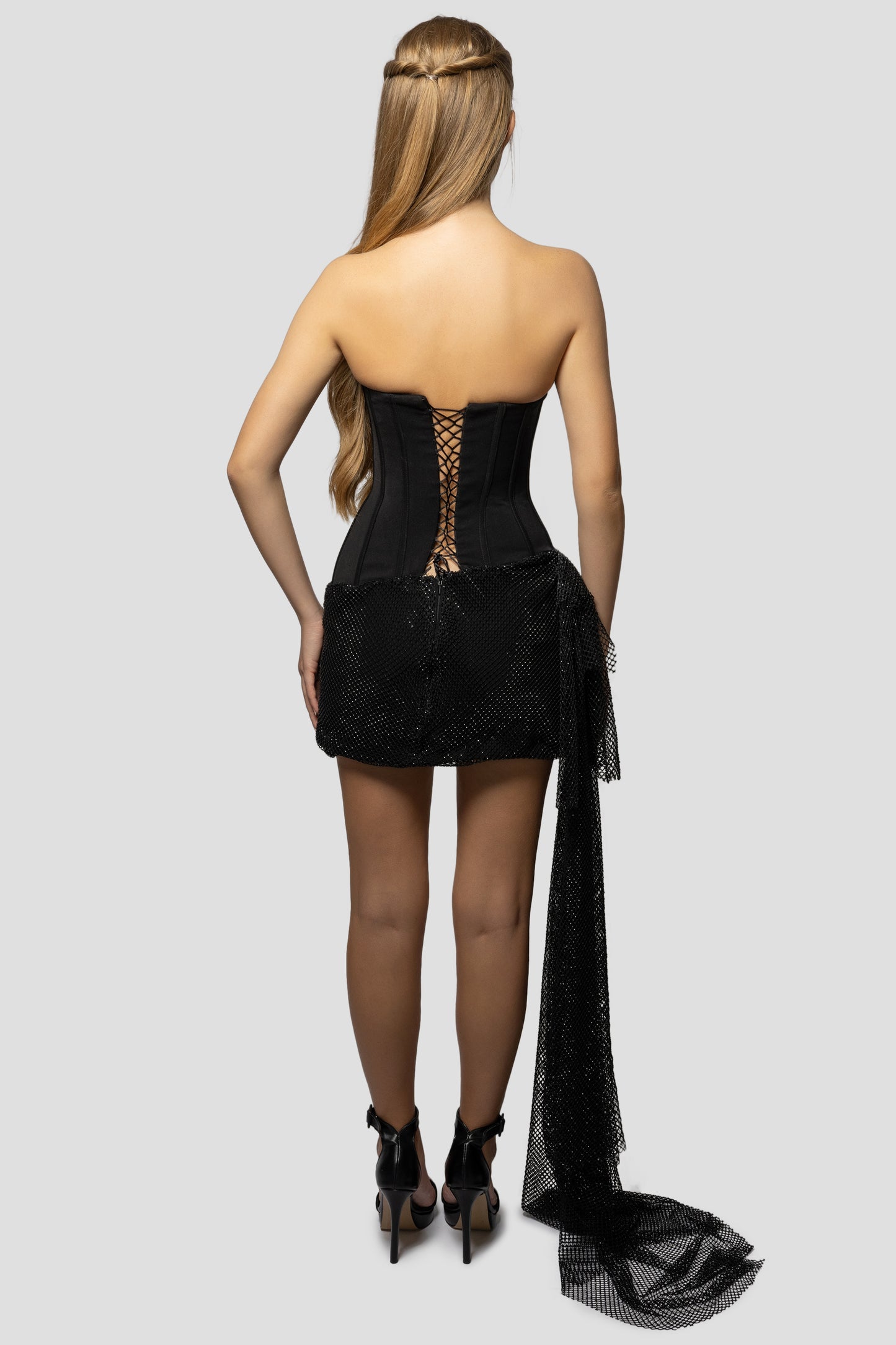 SHORT DRAPPED MESH DRESS