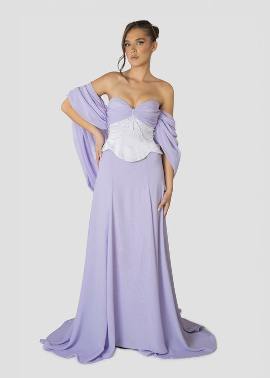 LAVENDER AND PEARLS BEADED SET