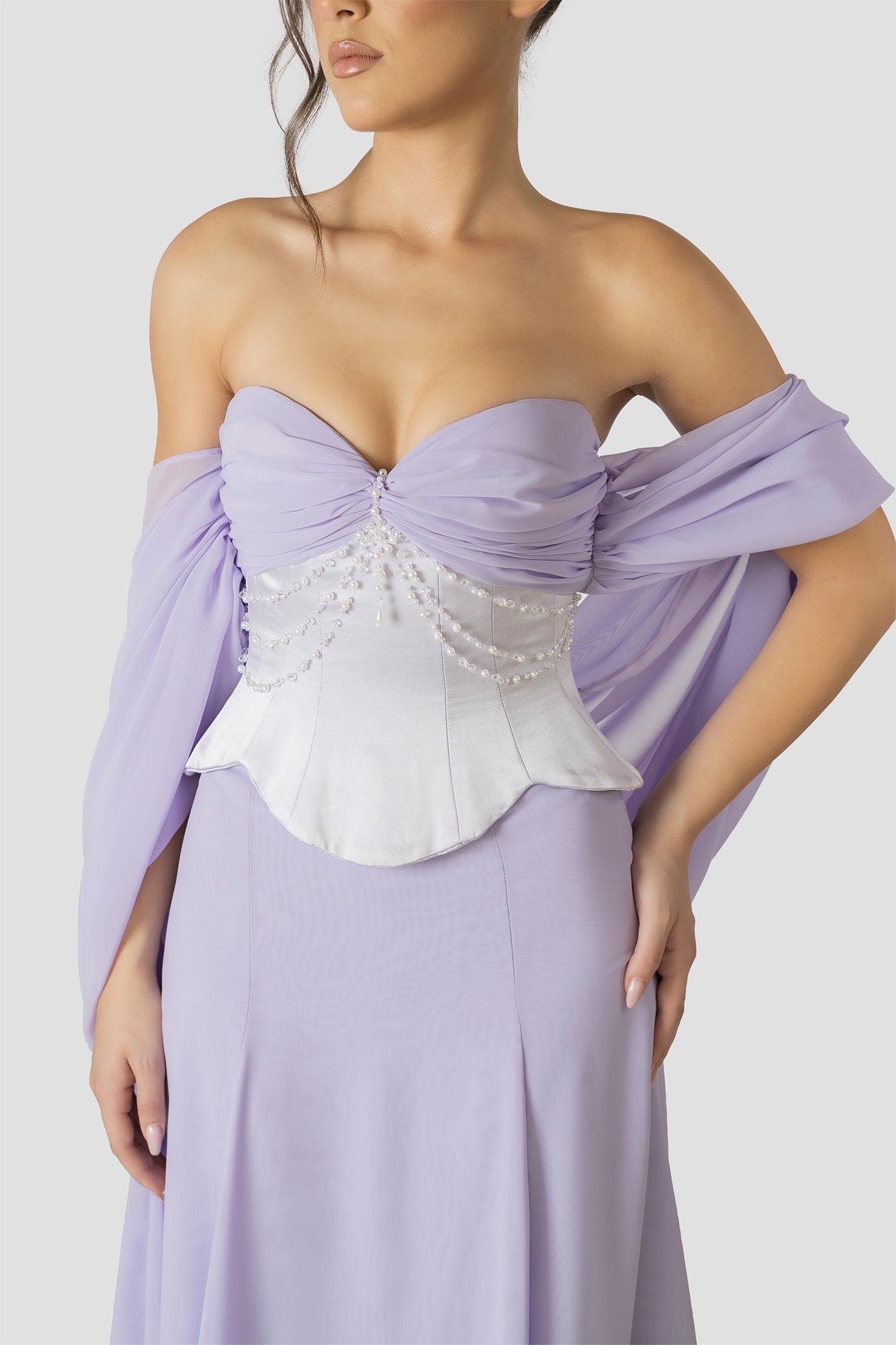 LAVENDER AND PEARLS BEADED SET