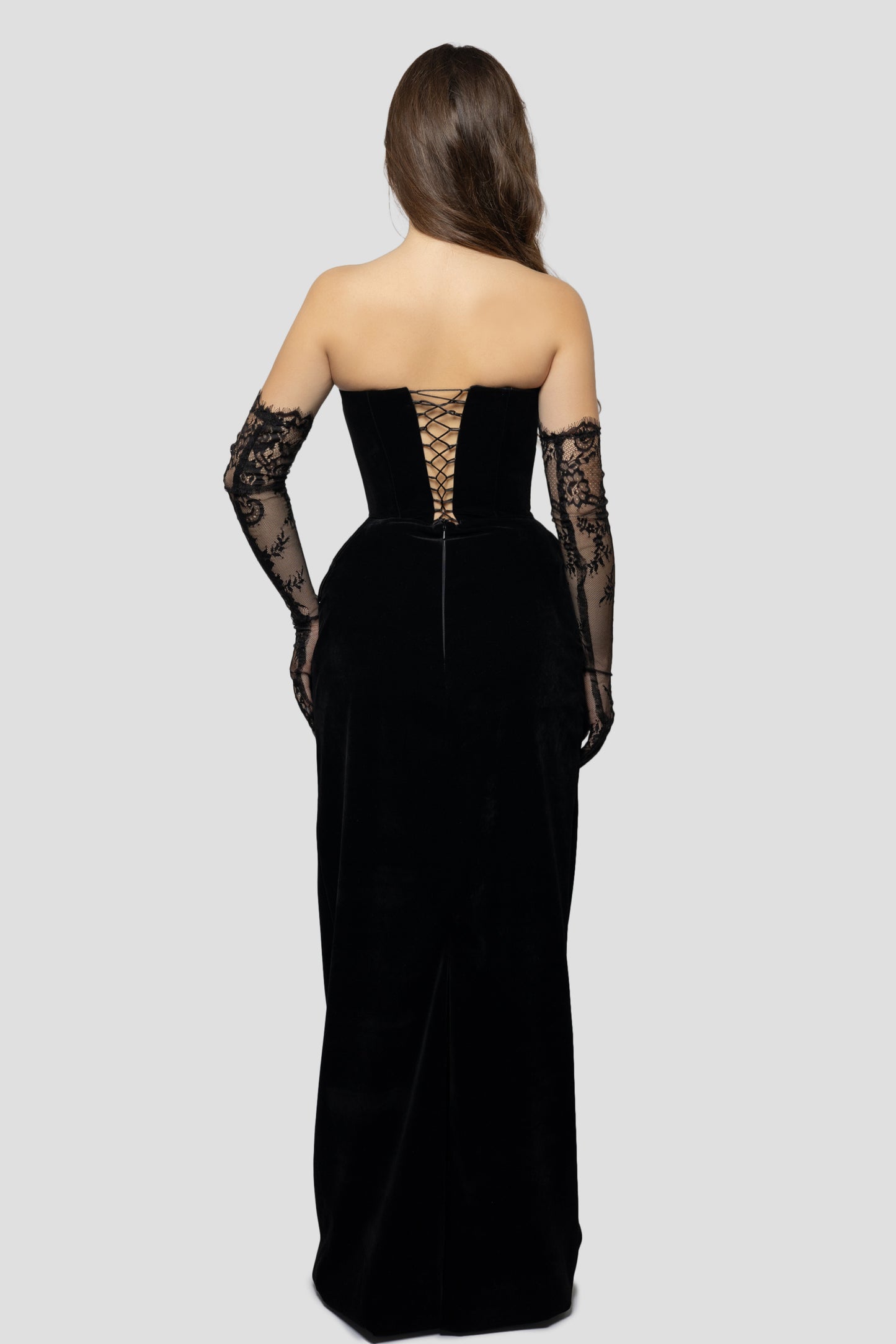 BLACK VELVET BUTTON DRESS