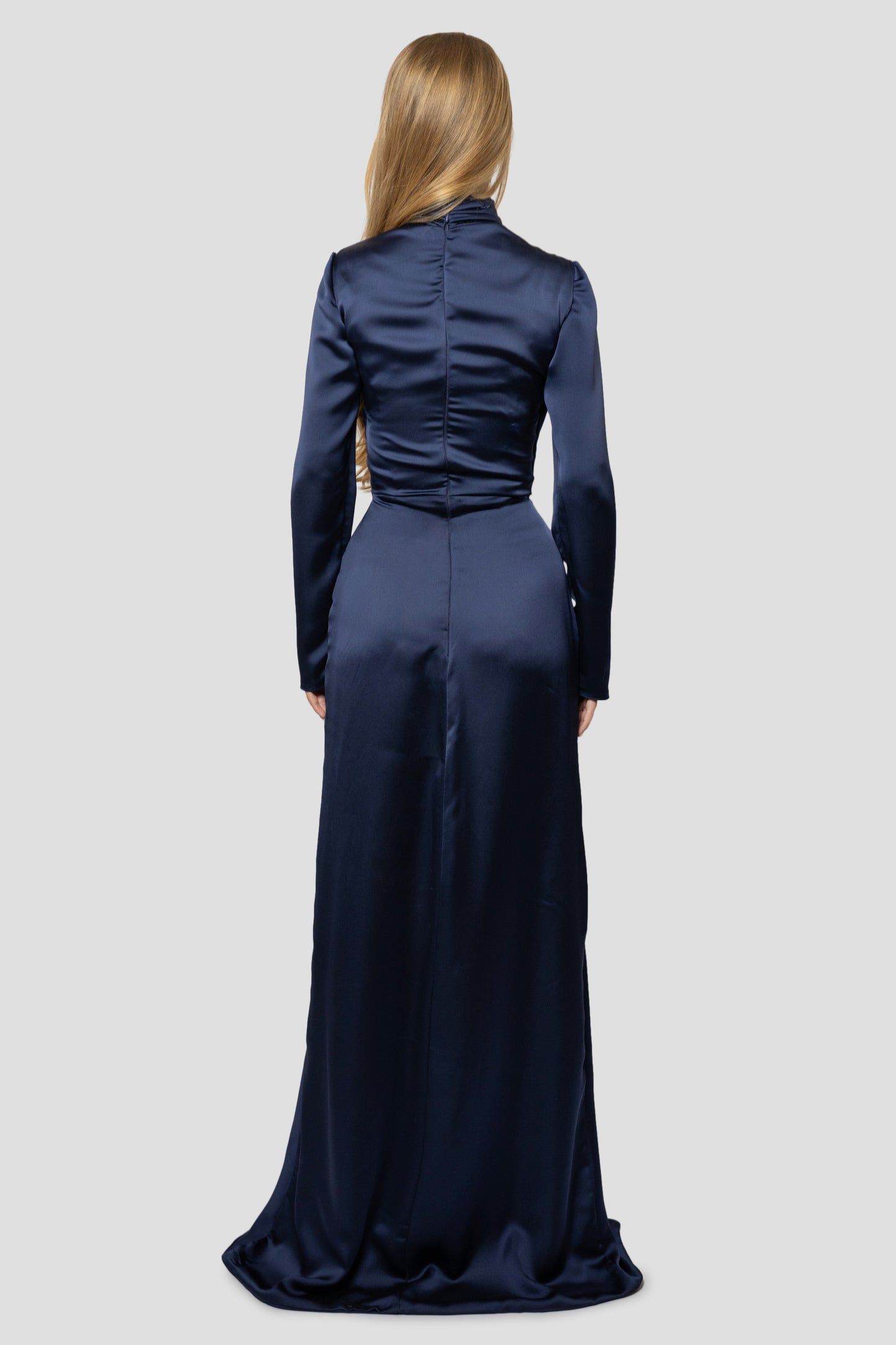 HIGH NECK BLUE DRESS