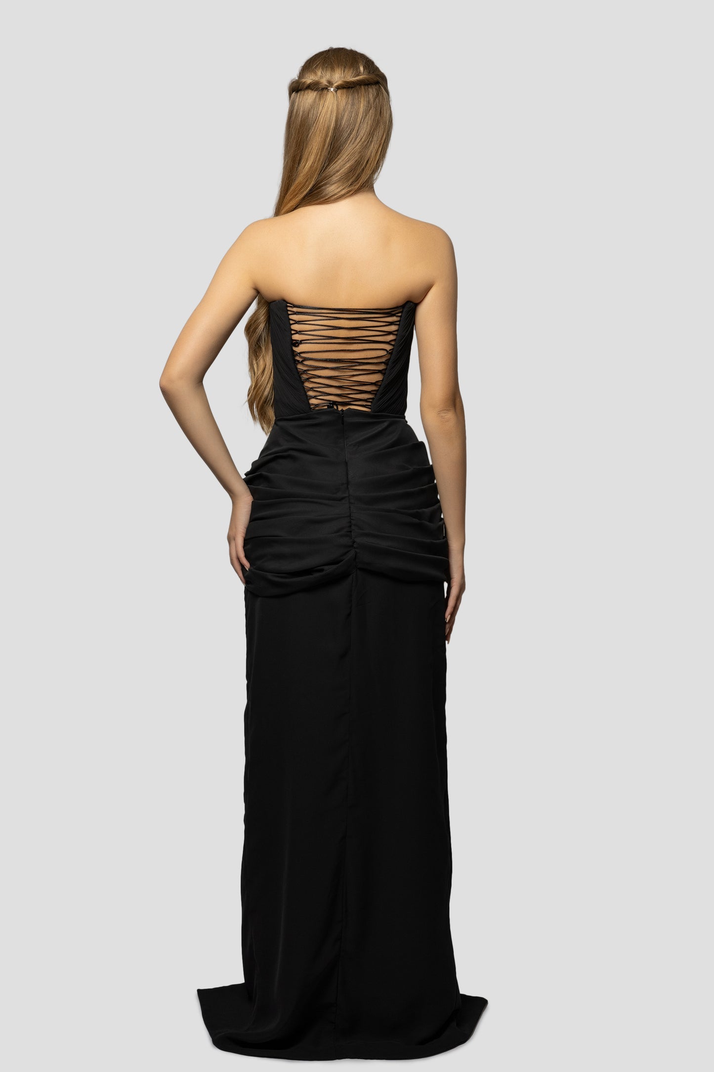 BLACK CHIFFON DRAPPED DRESS