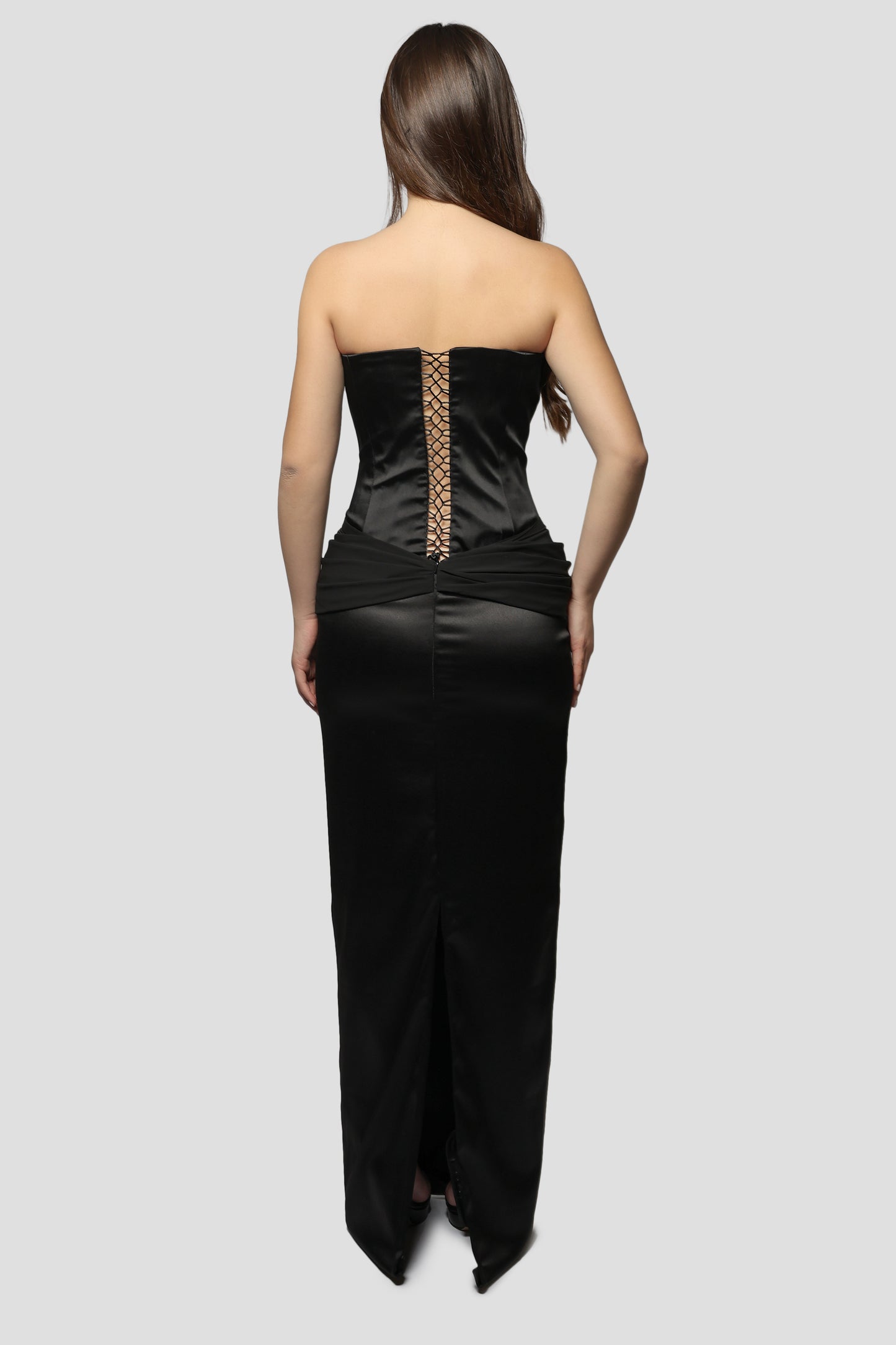 BLACK DEEP V-NECK DRESS