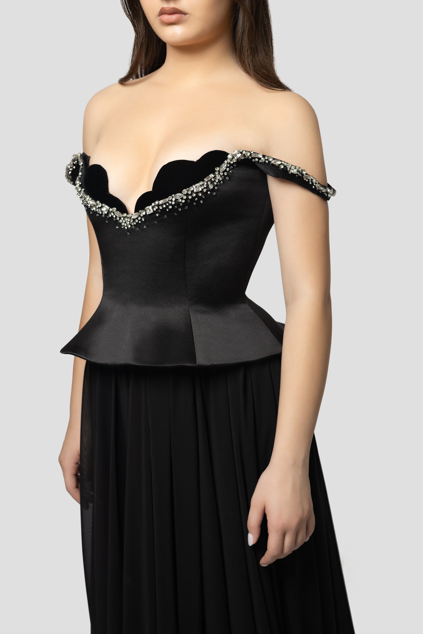 BLACK CORSET AND CHIFFON SKIRT SET