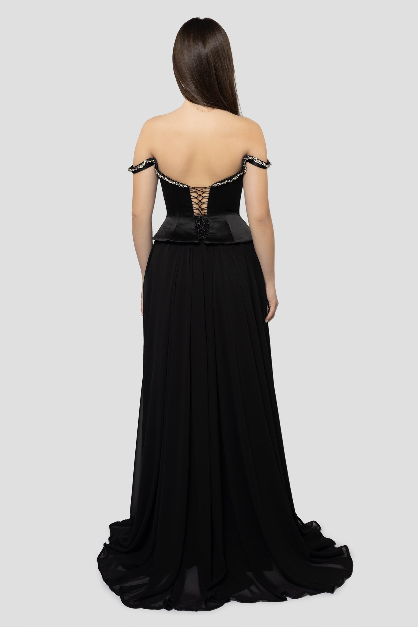 BLACK CORSET AND CHIFFON SKIRT SET