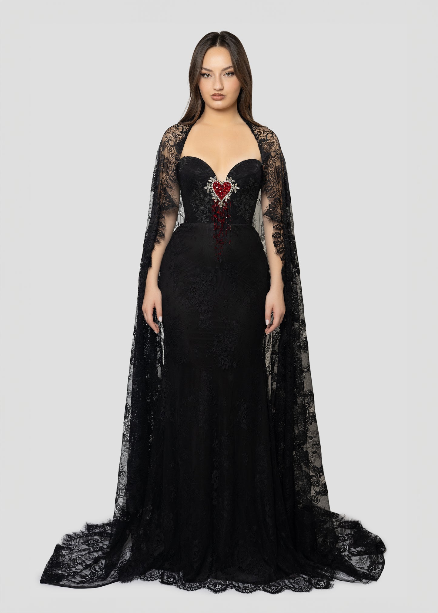 HEART EMBROIDERED LACE DRESS