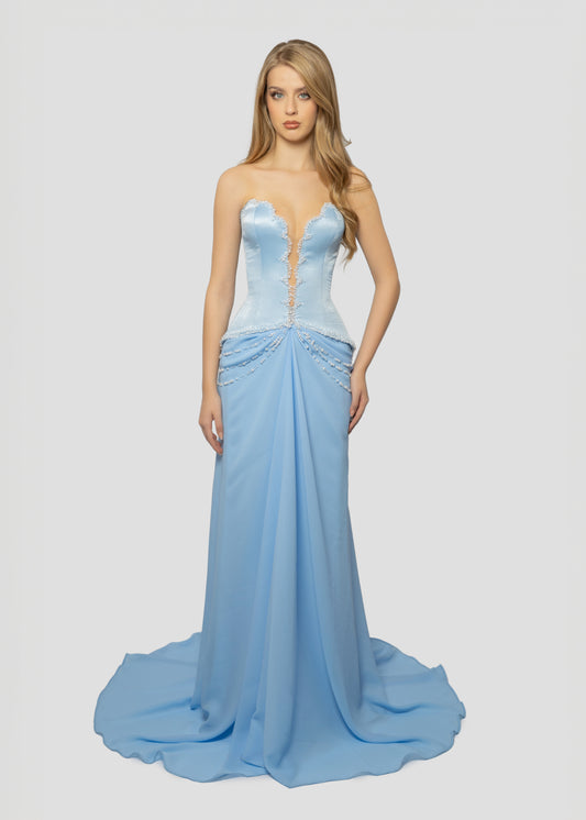 BABY BLUE DRAPPED DRESS