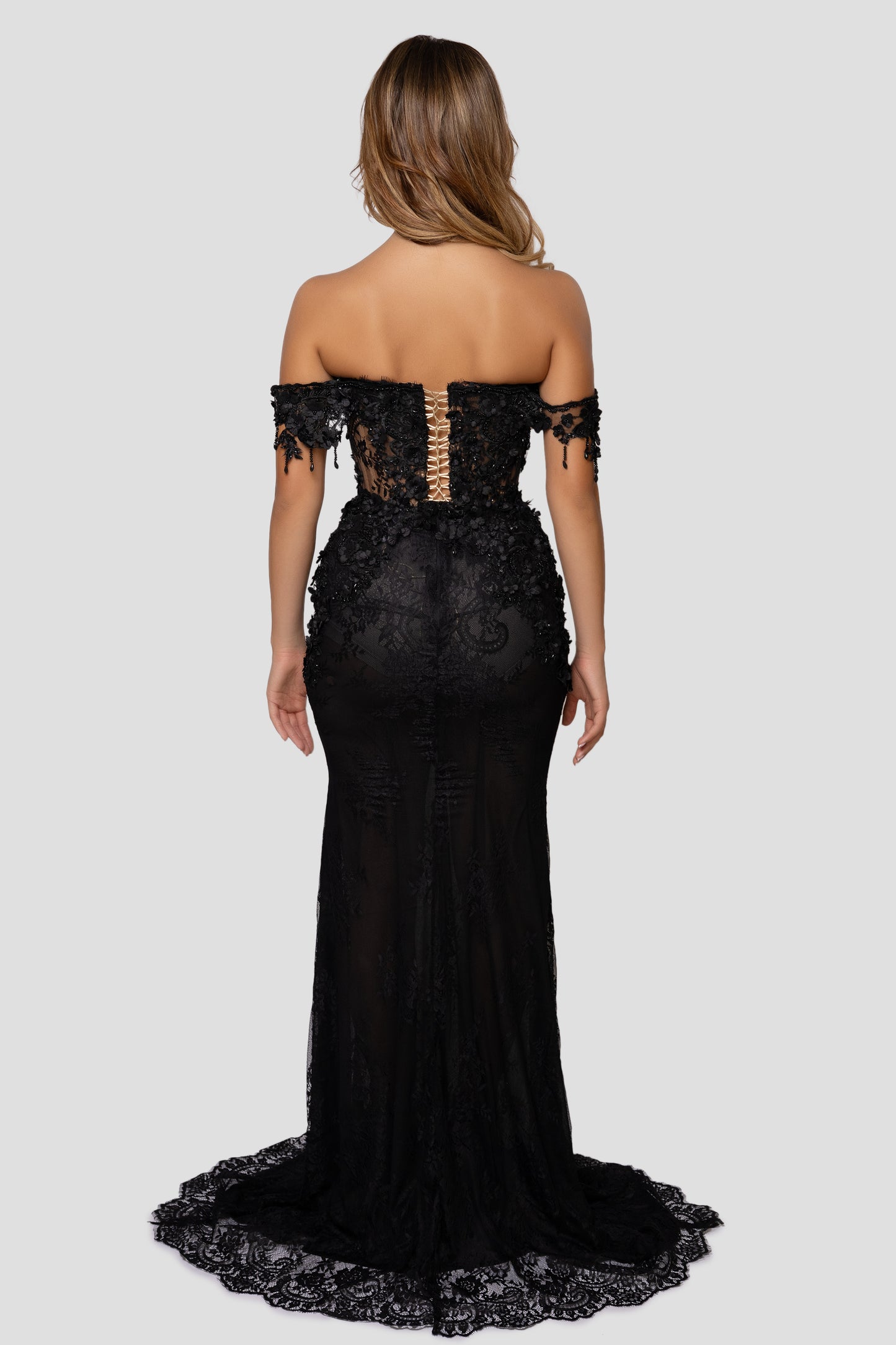 BLACK FLORAL LACE DRESS