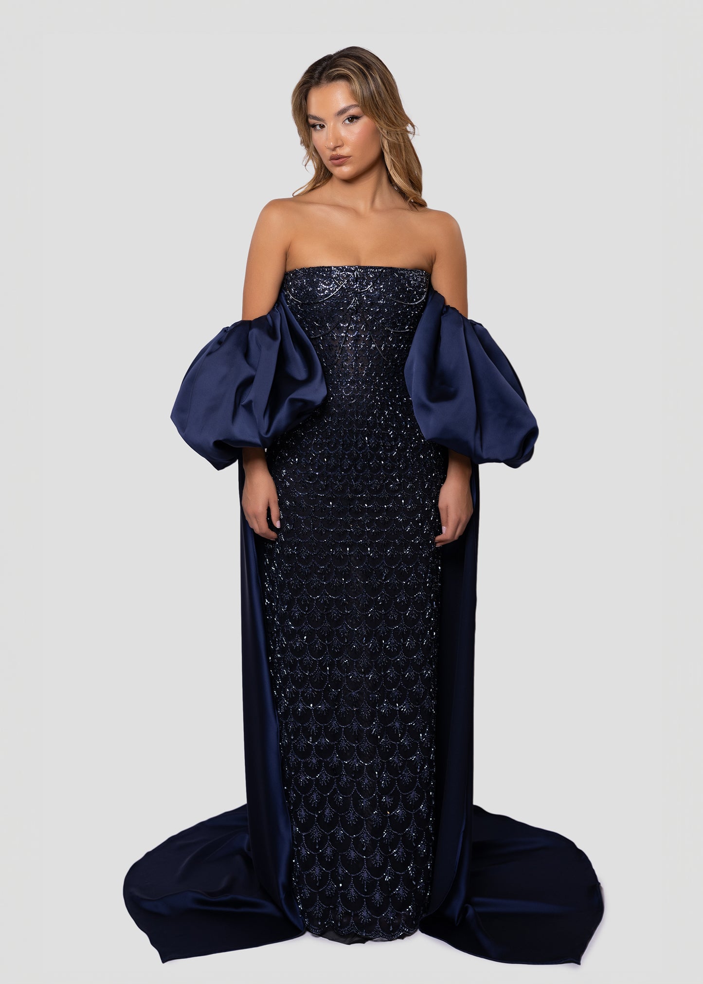 DARK BLUE BEADED DRESS