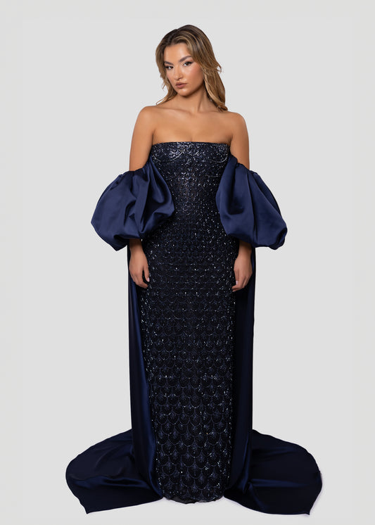 DARK BLUE BEADED DRESS
