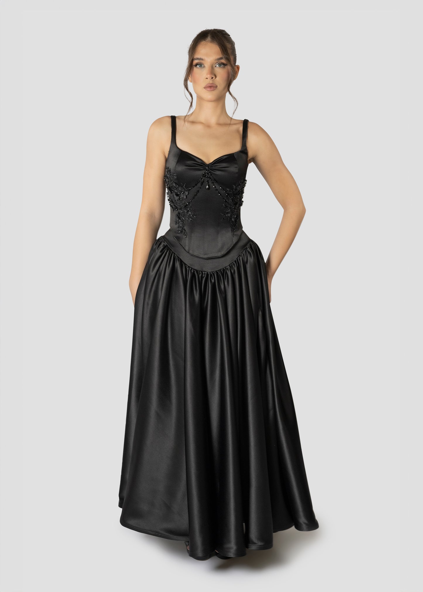 SATIN CORSET AND MIDI SKIRT SET