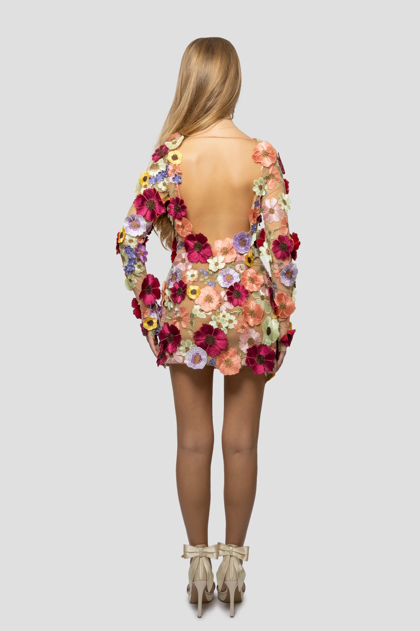 NUDE 3D FLOWER DRESS