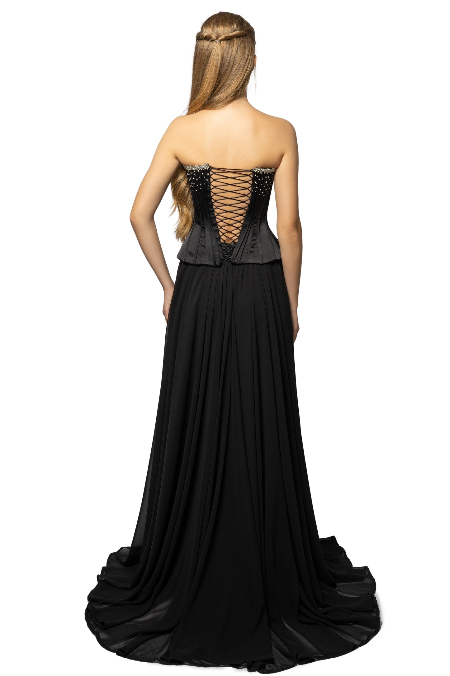 SATIN CORSET AND CHIFFON SKIRT SET