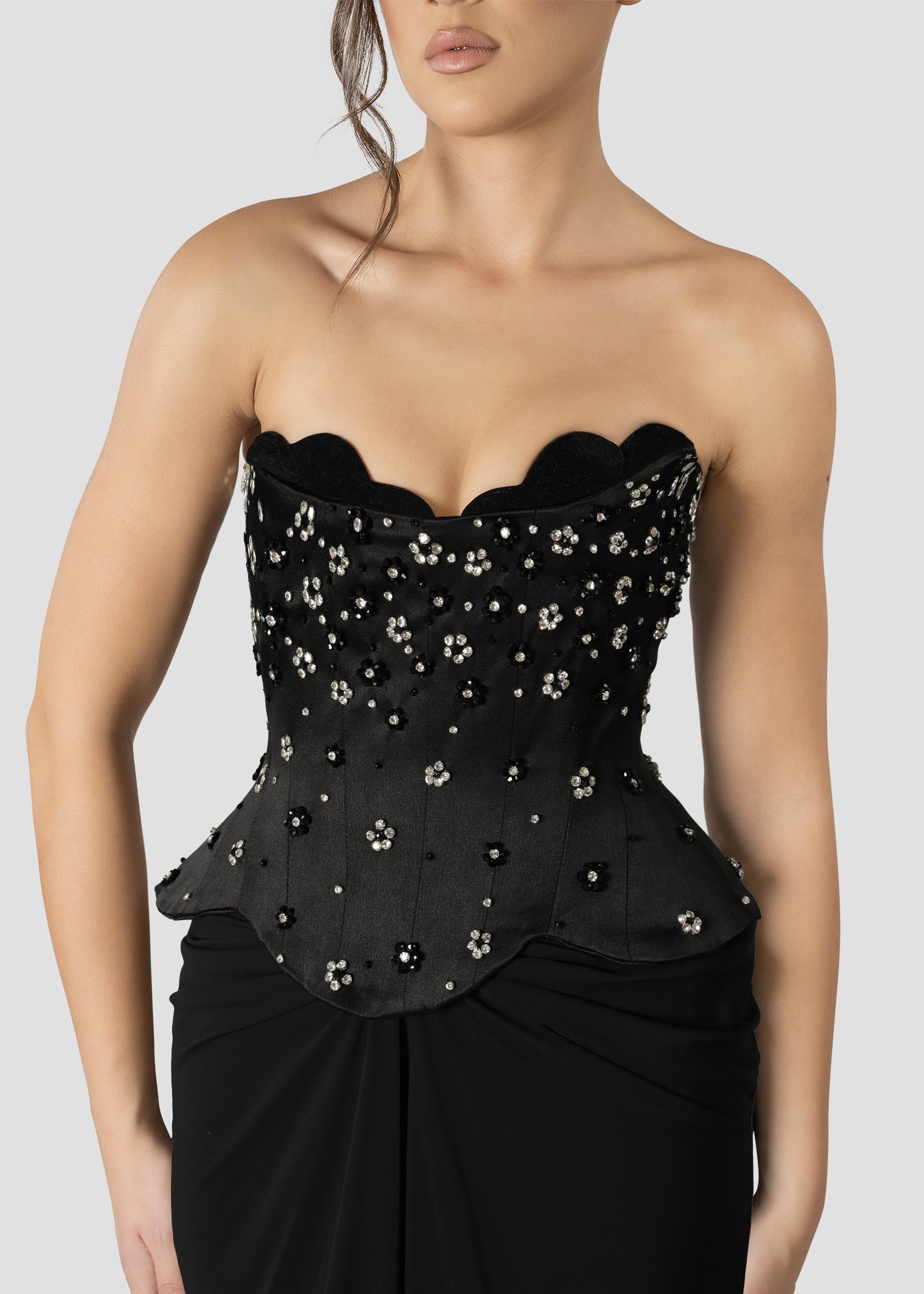 BLACK FLORAL EMBROIDERED DRESS123456